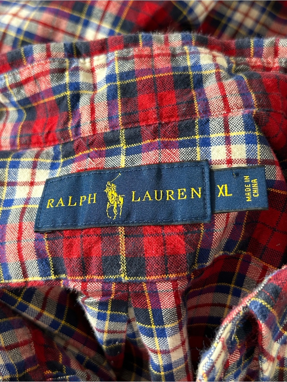 Ralph Lauren Men XL Red Blue Plaid Button Down Shirt 100% Cotton Classic Fit LS - Picture 3 of 6